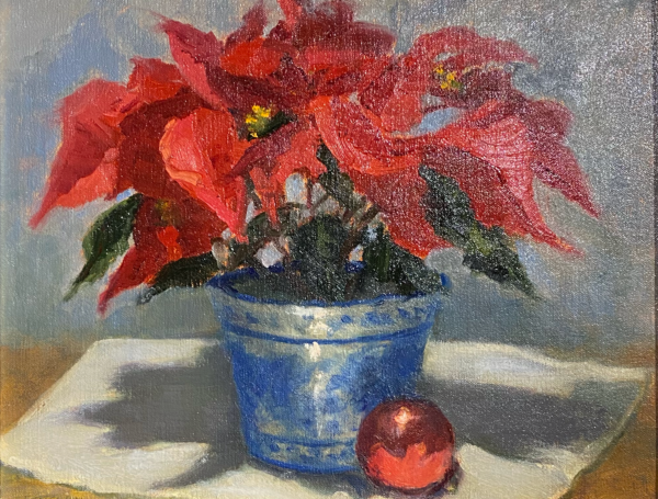 Poinsettias in Blue